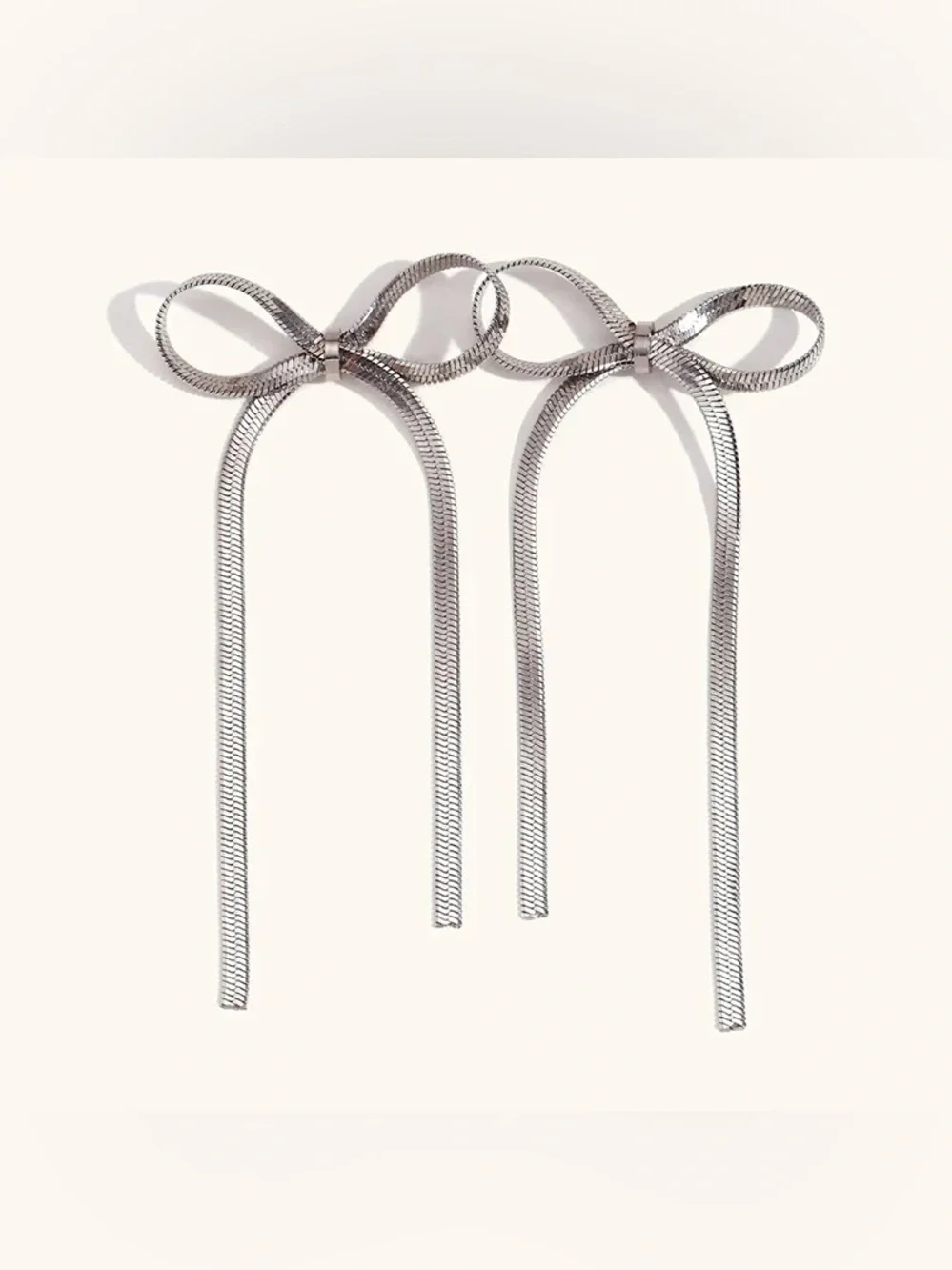 Silver Bow Drop Earrings Q1037